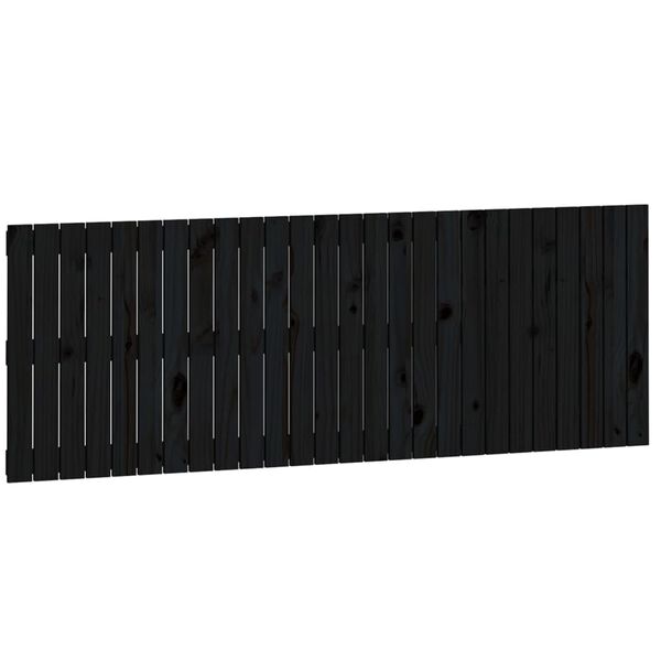 vidaXL Κεφαλάρι Τοίχου Μαύρο 166x3x60 εκ. από Μασίφ Ξύλο Πεύκου