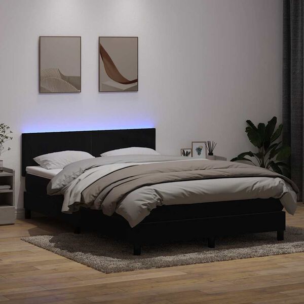 vidaXL &Kappa;&rho;&epsilon;&beta;ά&tau;&iota; Boxspring &mu;&epsilon; &Sigma;&tau;&rho;ώ&mu;&alpha; & LED &Mu;&alpha;ύ&rho;&omicron; 1140x210 &epsilon;&kappa;. &Beta;&epsilon;&lambda;&omicron;ύ&delta;&iota;&nu;&omicron;