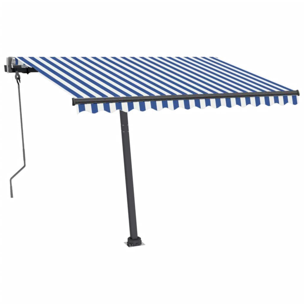 vidaXL Τέντα Αυτόματη Ανεξάρτητη Μπλε/Λευκό 300 x 250 εκ.