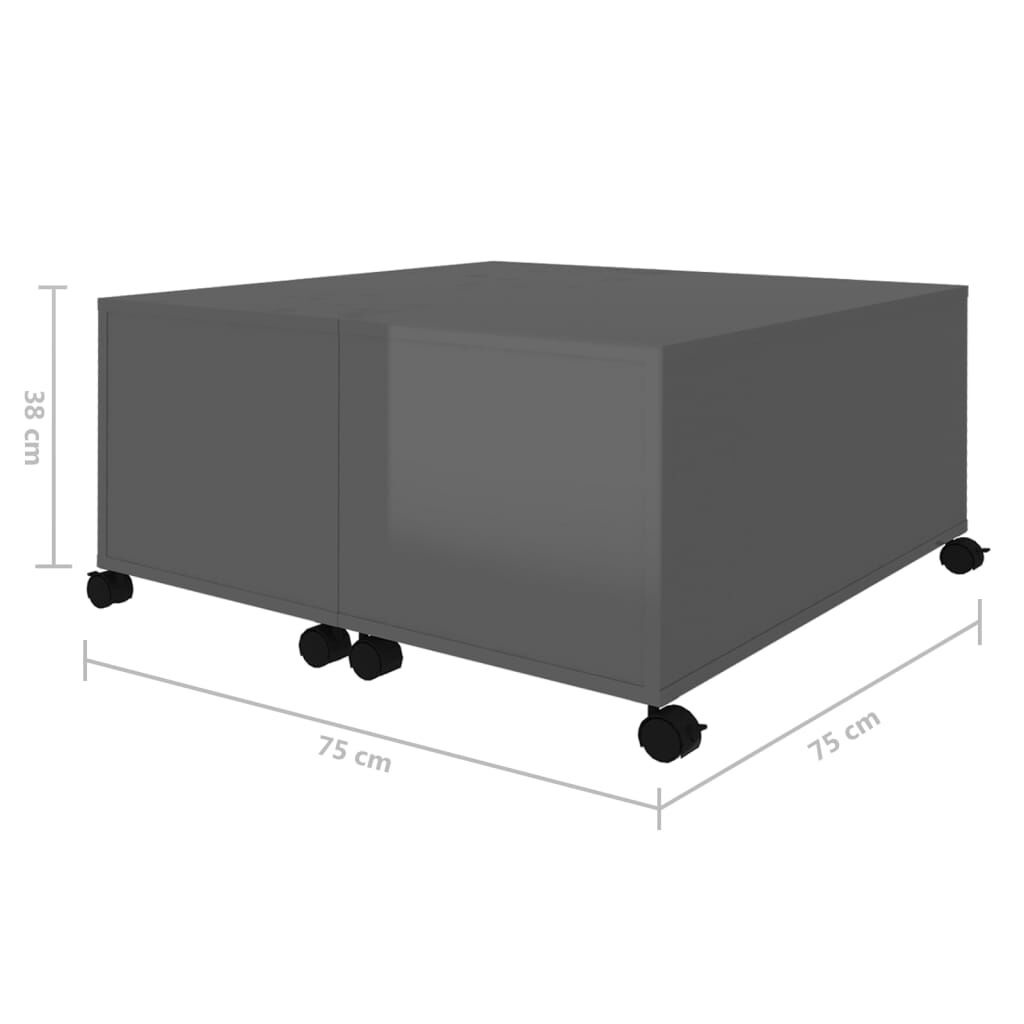vidaXL Τραπεζάκι Σαλονιού Γυαλ. Γκρι 75 x 75 x 38 εκ. από Μοριοσανίδα