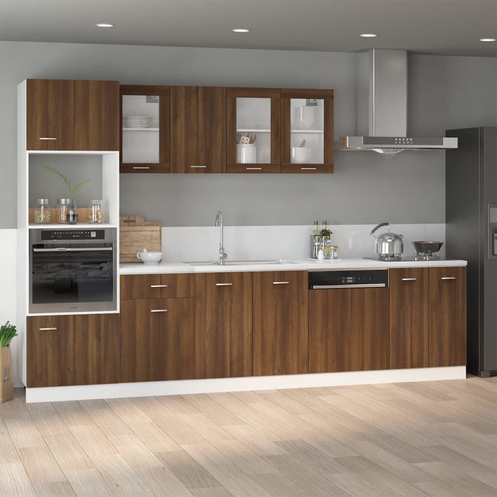 vidaXL Ντουλάπι Κρεμαστό Γυάλινο Lyon Καφέ Δρυς 80x31x60εκ. Επεξ. Ξύλο