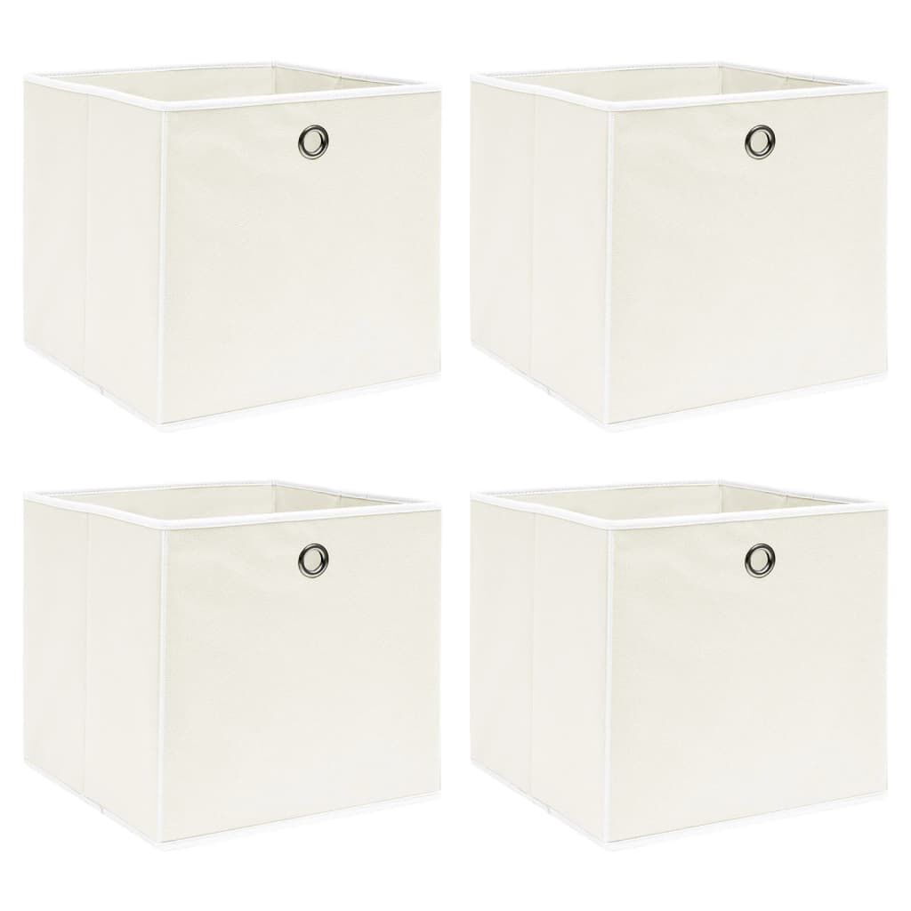 vidaXL Κουτιά Αποθήκευσης 4 τεμ. Λευκά 32 x 32 x 32 εκ. Υφασμάτινα