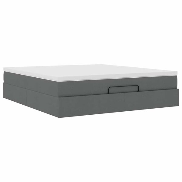 vidaXL Οθωμανικό κρεβάτι με στρώμα σκούρο γκρι 160x200cm ύφασμα
