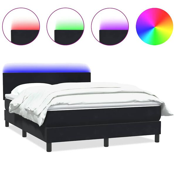 vidaXL &Kappa;&rho;&epsilon;&beta;ά&tau;&iota; Boxspring &mu;&epsilon; &Sigma;&tau;&rho;ώ&mu;&alpha; & LED &Mu;&alpha;ύ&rho;&omicron; 140x210 &epsilon;&kappa;. &Beta;&epsilon;&lambda;&omicron;ύ&delta;&iota;&nu;&omicron;
