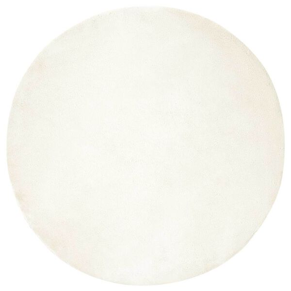vidaXL Χαλιά Ψεύτικου Κουνελιού Λευκό Ø 120 εκ. Πολυεστέρας