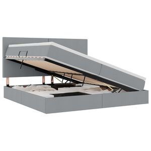 vidaXL Κρεβάτι Αποθήκης Ανοιχτό γκρι 200 x 200 cm Τεχνητό Δέρμα