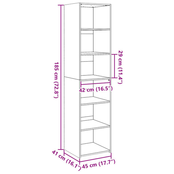 vidaXL Ντουλάπι Γκρι Sonoma 45x41x185 εκ. Επεξεργασμένο Ξύλο
