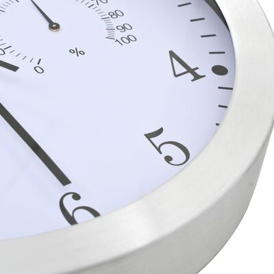 vidaXL Ρολόι Τοίχου Λευκό 30 εκ. Quartz με Υγρόμετρο και Θερμόμετρο