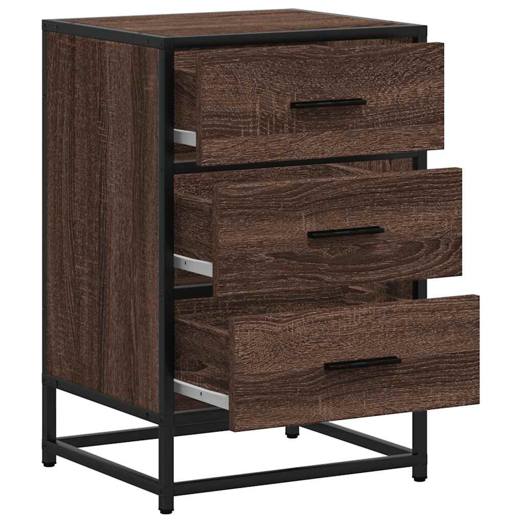 vidaXL Κομοδίνο καφέ δρυς 40x34,5x60cm Κατασκευασμένο ξύλο και μέταλλο