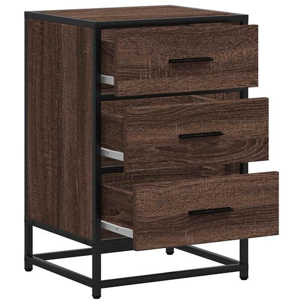 vidaXL Κομοδίνο καφέ δρυς 40x34,5x60cm Κατασκευασμένο ξύλο και μέταλλο