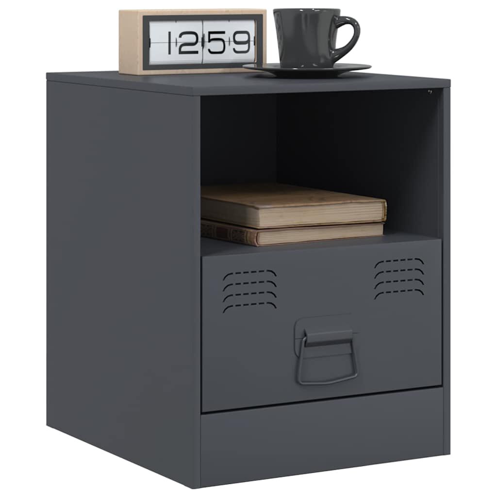 vidaXL Κομοδίνα 2 τεμ. Ανθρακί 34,5 x 39 x 44 εκ. από Χάλυβα