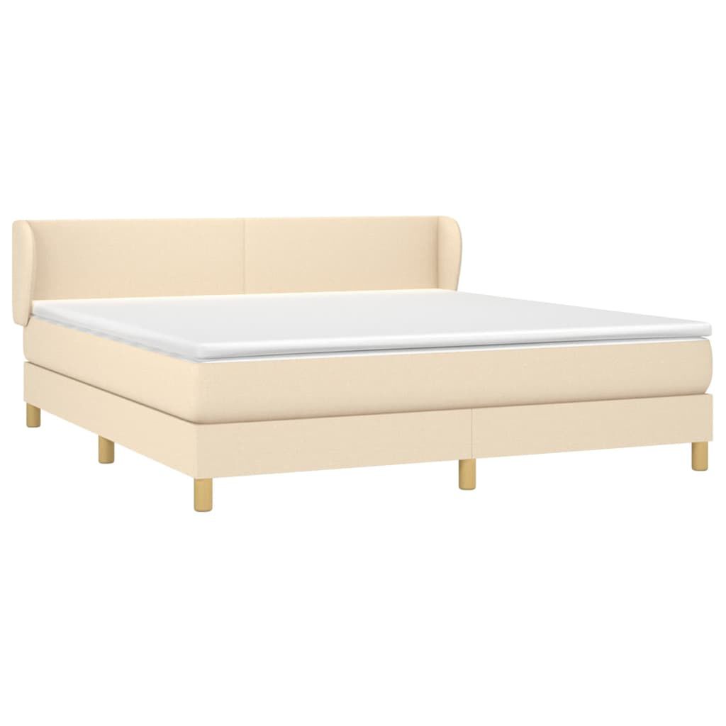 vidaXL Κρεβάτι Boxspring με Στρώμα Κρεμ 180x200 εκ. Υφασμάτινο