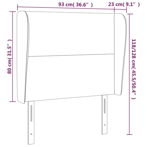 vidaXL Κεφαλάρι με Πτερύγια Σκούρο Καφέ 93 x 23 x 118/128εκ.Υφασμάτινο