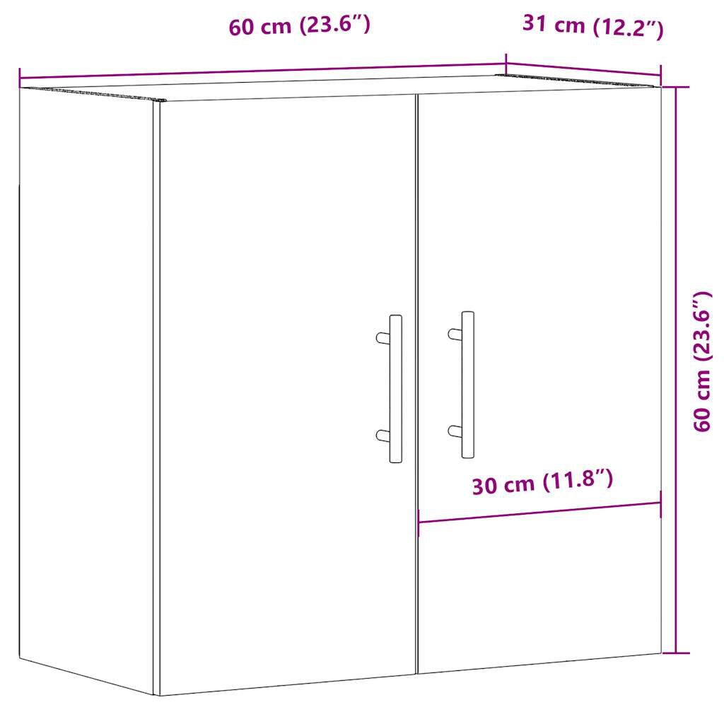 vidaXL Ντουλάπι Τοίχου Όψη Παλαιού Ξύλου 60x31x60εκ Επεξεργασμένο Ξύλο