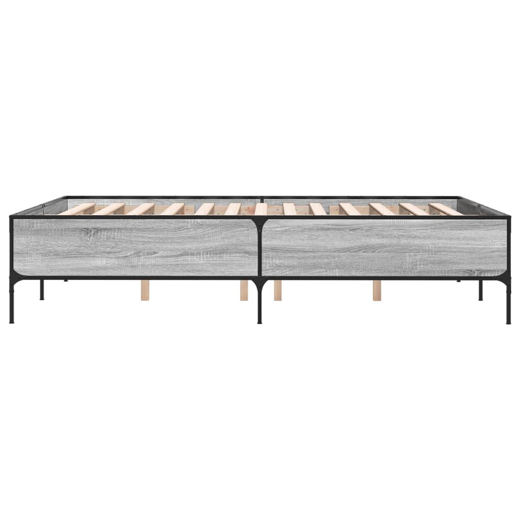 vidaXL Πλαίσιο Κρεβατιού Γκρι Sonoma 140x200 εκ. Επεξ. Ξύλο & Μέταλλο