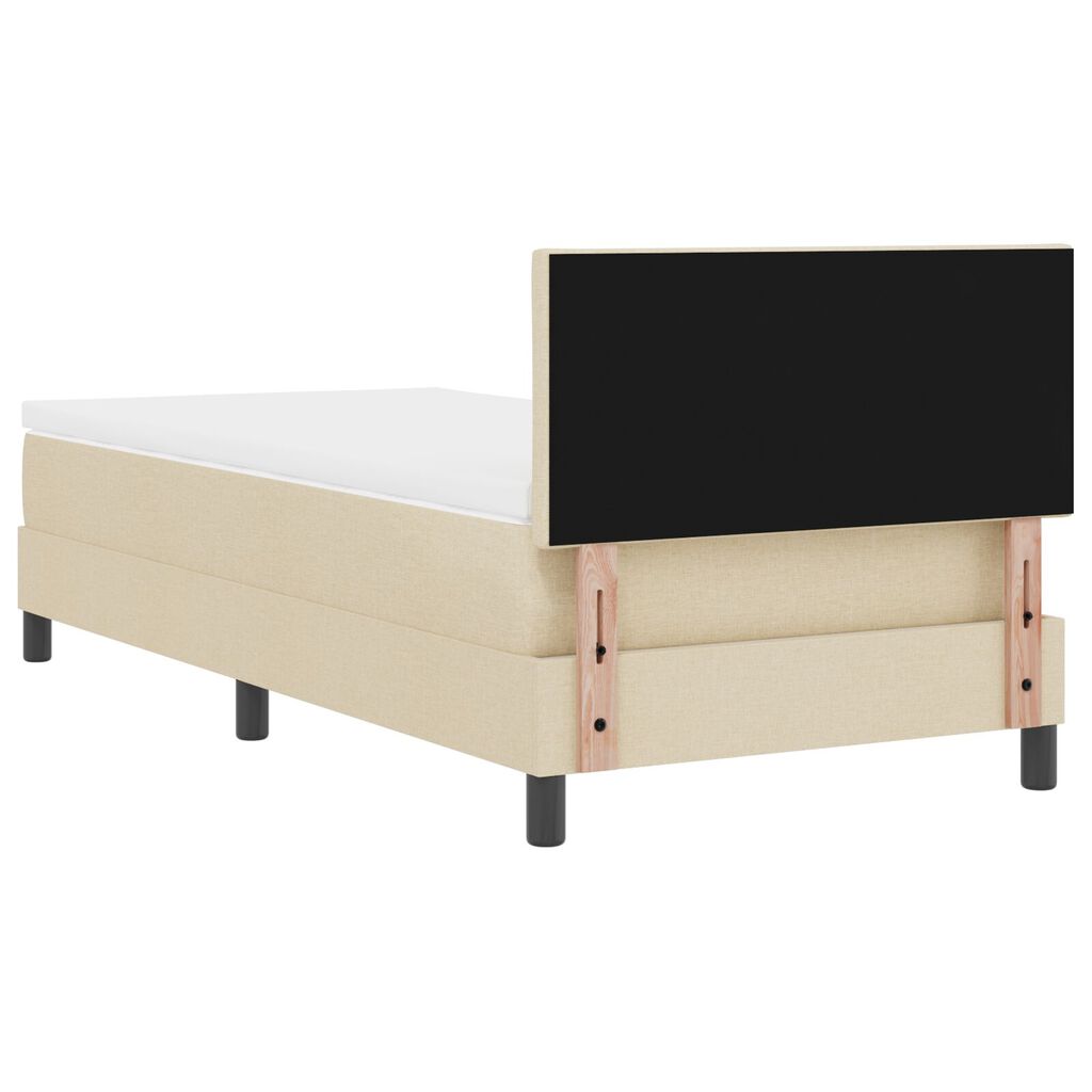 vidaXL Box Spring Bed με Στρώμα Κρέμα 90x200 εκ. Ύφασμα