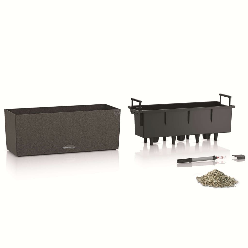 LECHUZA Ζαρντινιέρα Αυτοποτιζόμενη BALCONERA Stone 50 ALL-IN-ONE Μαύρη