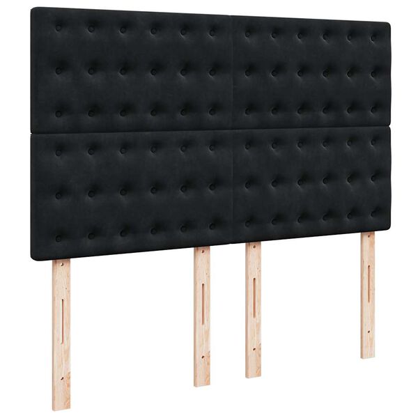 vidaXL Οθωμανικό κρεβάτι με στρώματα Μαύρο 140x190cm Βελούδο