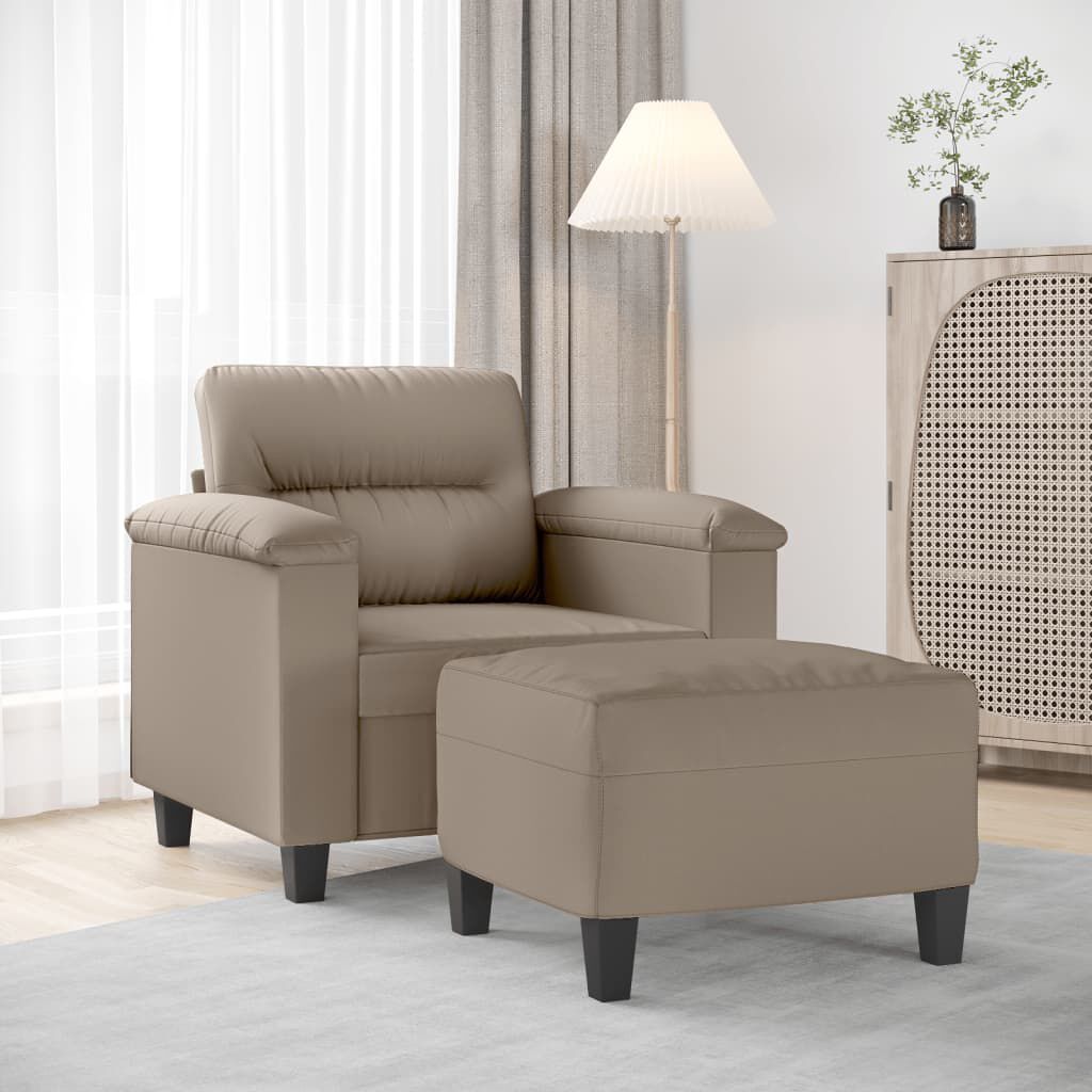 vidaXL Πολυθρόνα Taupe 60 εκ. από Ύφασμα Μικροϊνών με Υποπόδιο