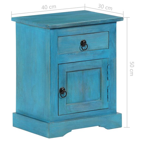 vidaXL Κομοδίνο Μπλε 40 x 30 x 50 εκ. από Μασίφ Ξύλο Μάνγκο