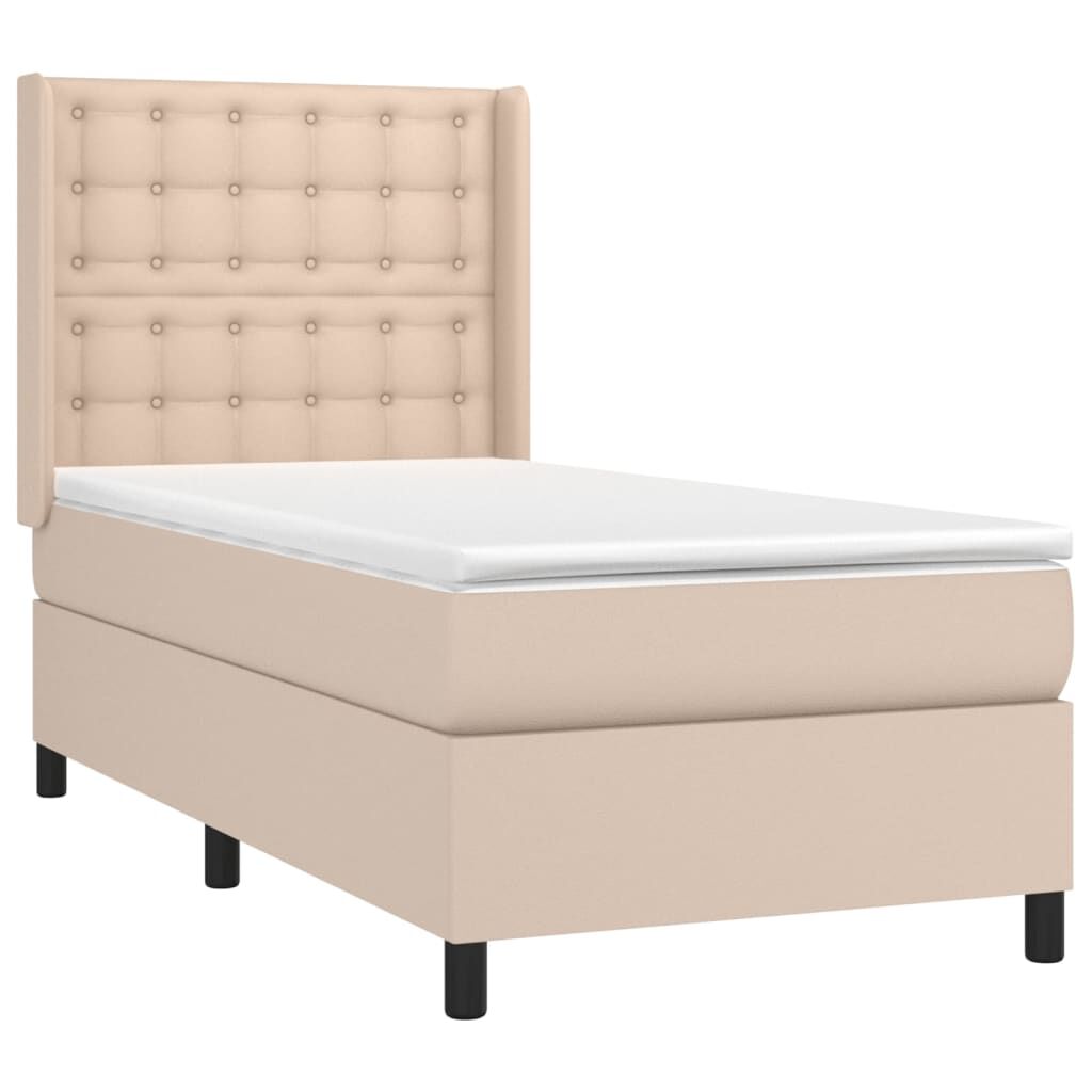 vidaXL Κρεβάτι Boxspring με Στρώμα Καπουτσίνο 100x200εκ.από Συνθ.Δέρμα