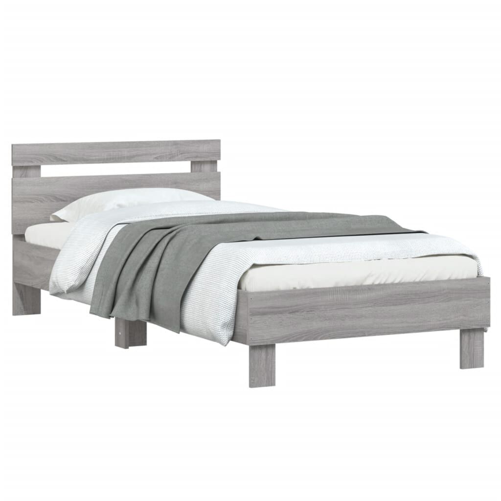 vidaXL Πλαίσιο Κρεβατιού με Κεφαλάρι Γκρι Sonoma 75x190 εκ. Επεξ. Ξύλο
