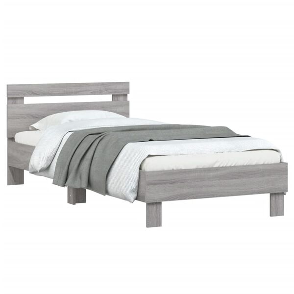 vidaXL Πλαίσιο Κρεβατιού με Κεφαλάρι Γκρι Sonoma 75x190 εκ. Επεξ. Ξύλο