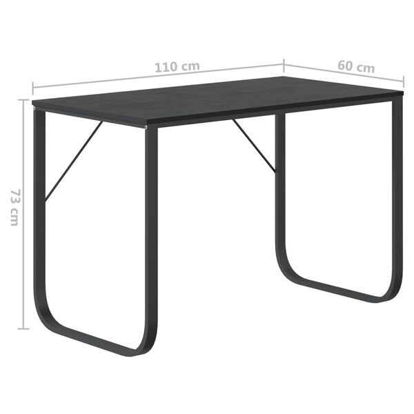 vidaXL Γραφείο Υπολογιστή Μαύρο 110 x 60 x 73 εκ. από Μοριοσανίδα