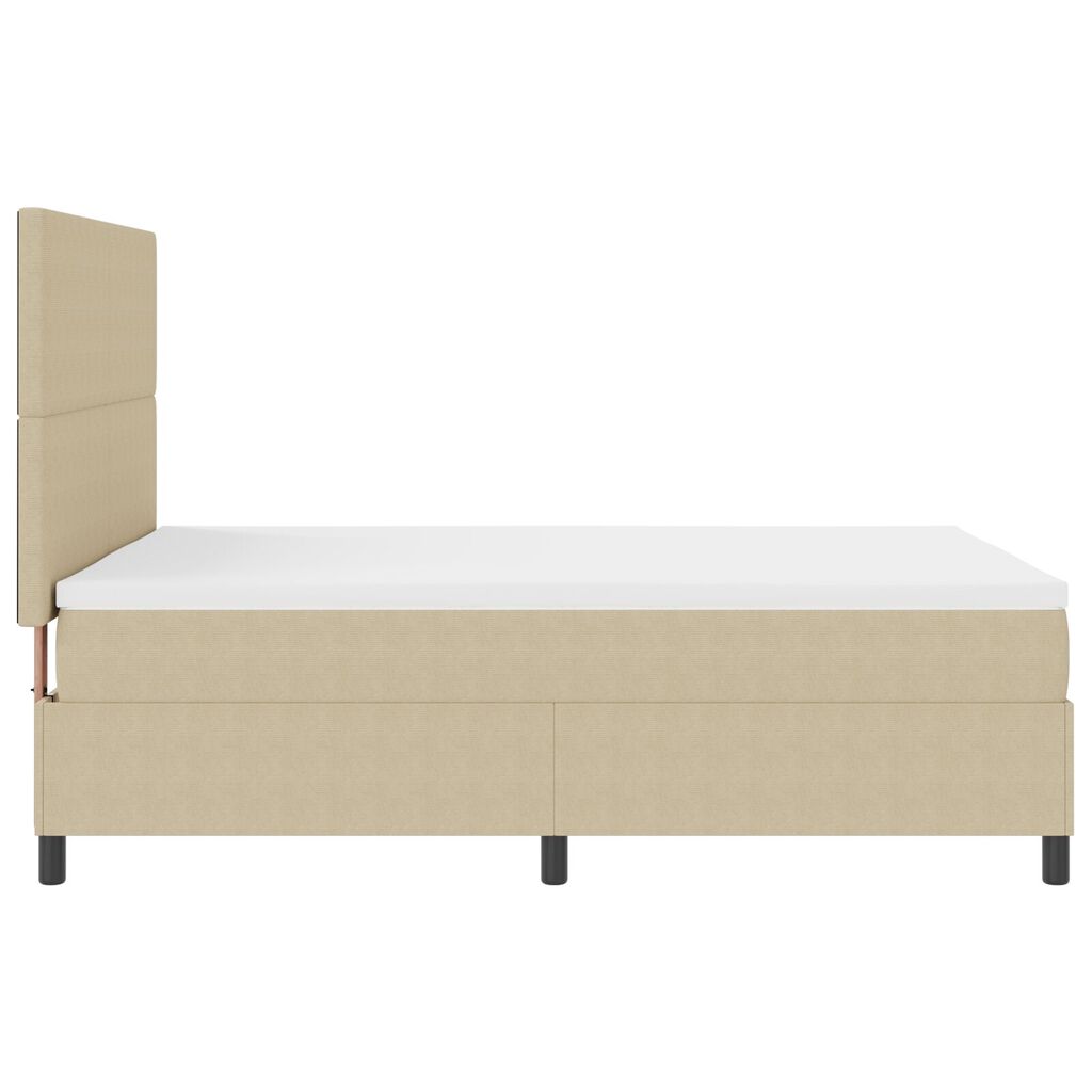 vidaXL Κρεβάτι Box Spring με Στρώμα & LED Φως Πράσινο Γκρί 140x200 εκ Ύφασμα Κορδέλας