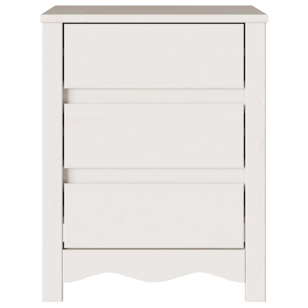 vidaXL Κομοδίνο με συρτάρι Λευκό 45 x 35 x 56 εκ. Μασίφ ξύλο πεύκου
