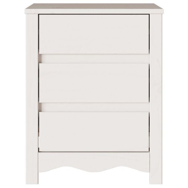 vidaXL Κομοδίνο με συρτάρι Λευκό 45 x 35 x 56 εκ. Μασίφ ξύλο πεύκου