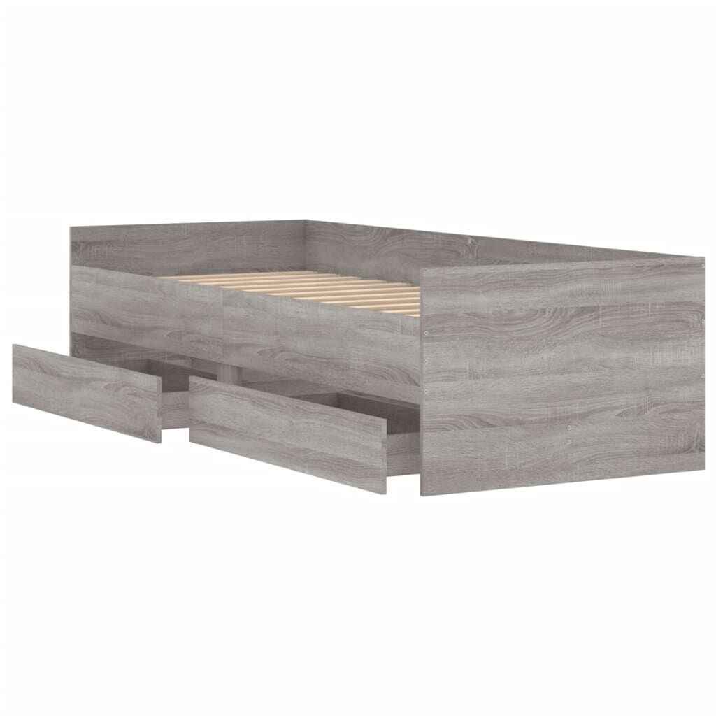 vidaXL Πλαίσιο Κρεβατιού Με Συρτάρια Γκρι Sonoma 75x190εκ Small Single