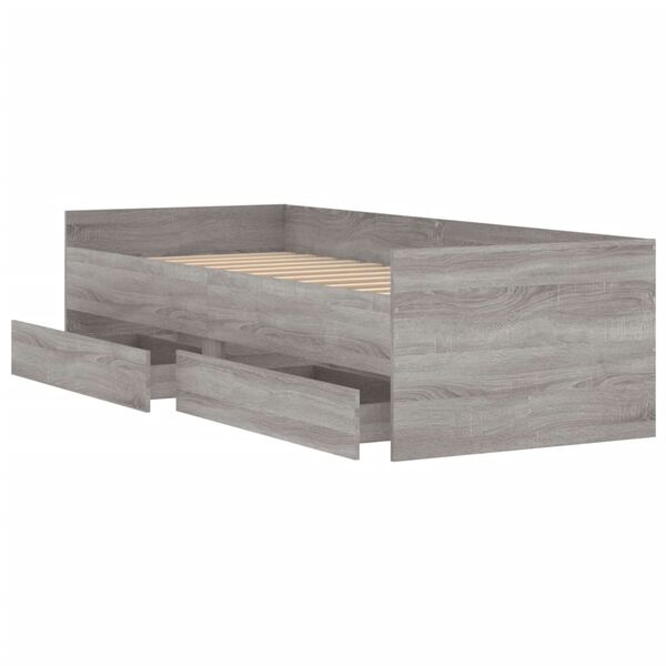 vidaXL Πλαίσιο Κρεβατιού Με Συρτάρια Γκρι Sonoma 75x190εκ Small Single