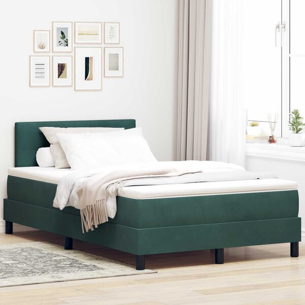 vidaXL Κρεβάτι με ελατήρια Σκούρο πράσινο 120 x 190 cm Βελούδο