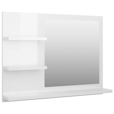 vidaXL Καθρέφτης Μπάνιου Γυαλιστερό Λευκό 60x10,5x45 εκ. Μοριοσανίδα