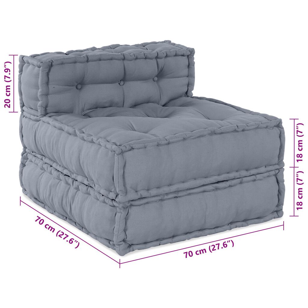 vidaXL Σαλονιού 4 Καθισμάτων Modular Pouffe Σαφάρι Γκρι Ύφασμα