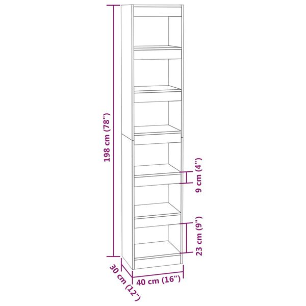 vidaXL Βιβλιοθήκη/Διαχωριστικό Χώρου Μαύρο 40 x 30 x 198 εκ.