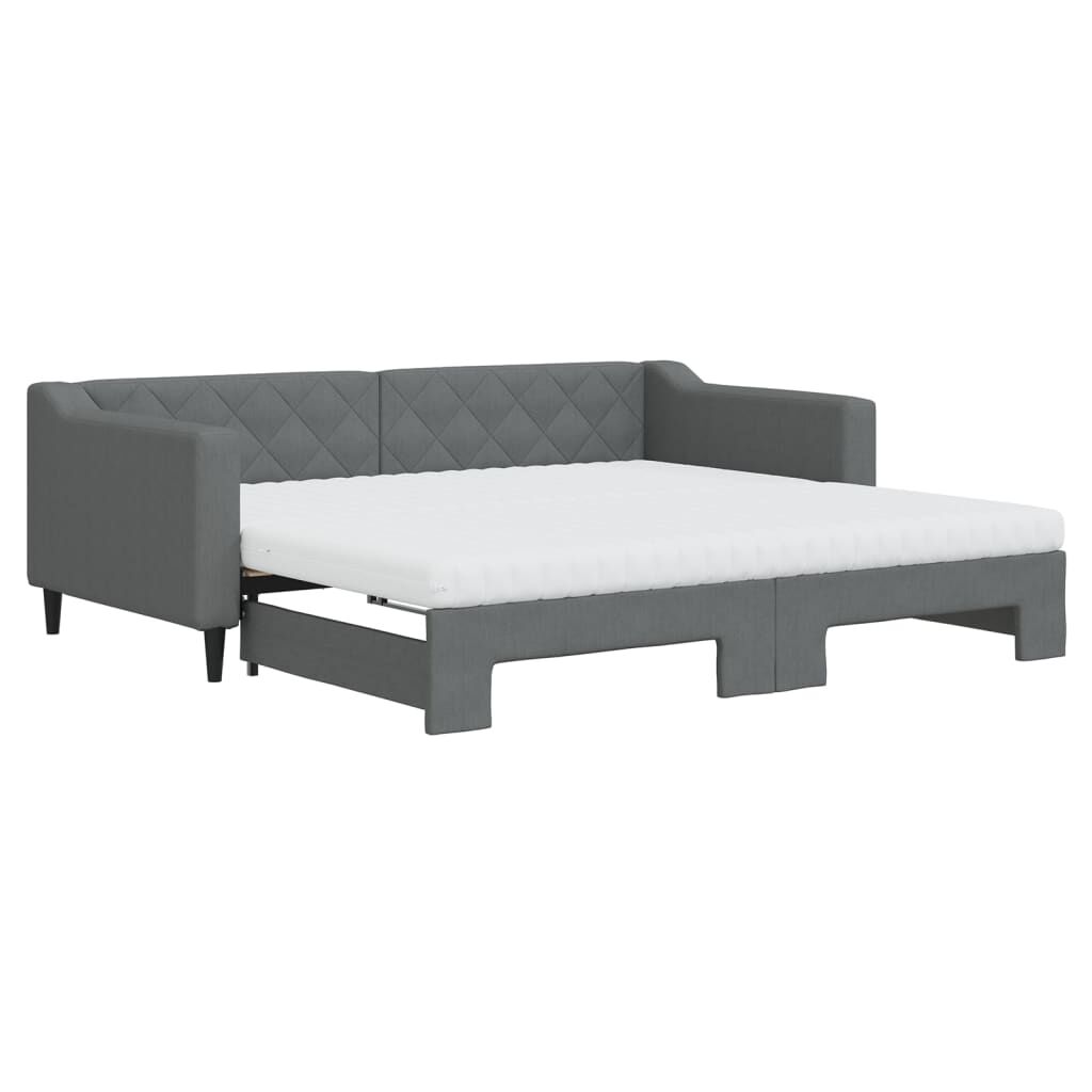 vidaXL Καναπές Κρεβάτι Συρόμενος Σκούρο γκρι 90x190 εκ Ύφασμα Στρώματα