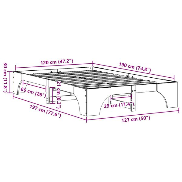 vidaXL Κρεβάτι Λευκό Αντοχής ξύλο 120 x 190 cm Κρεβάτι Ορθογώνιο