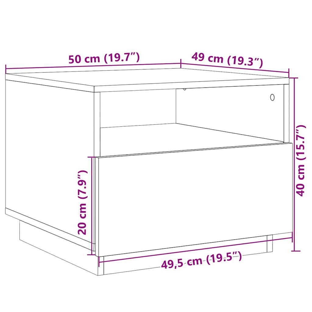 vidaXL Τραπεζάκι Σαλονιού με Φώτα LED Sonoma Δρυς 50x49x40 εκ.