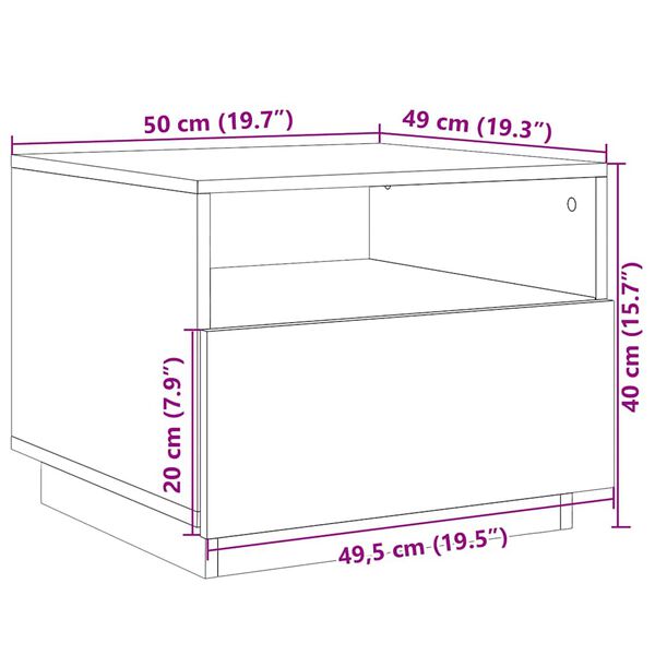 vidaXL Τραπεζάκι Σαλονιού με Φώτα LED Sonoma Δρυς 50x49x40 εκ.