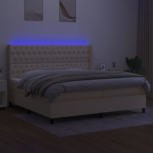 vidaXL &Kappa;&rho;&epsilon;&beta;ά&tau;&iota; Boxspring &mu;&epsilon; &Sigma;&tau;&rho;ώ&mu;&alpha; & LED &Kappa;&rho;&epsilon;&mu; 200x200 &epsilon;&kappa;. &Upsilon;&phi;&alpha;&sigma;&mu;ά&tau;&iota;&nu;&omicron;