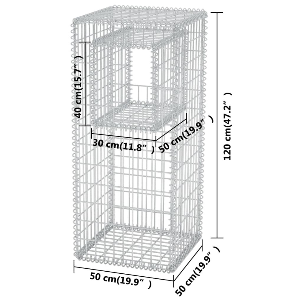 vidaXL Συρματοκιβώτιο Στύλος/Γλάστρα 50 x 50 x 120 εκ. από Χάλυβα