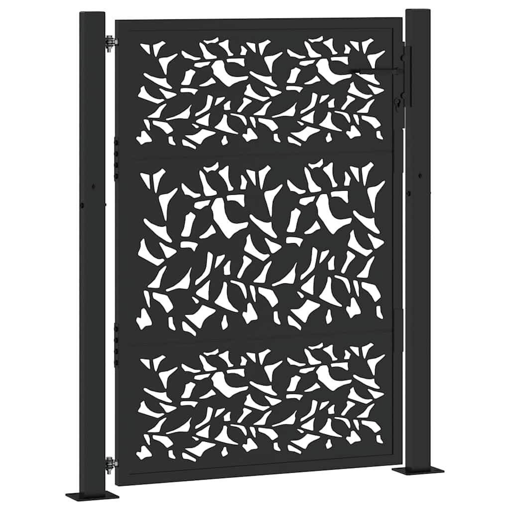 vidaXL Πύλη κήπου Μαύρη 105x130 cm Σχεδιασμός φύλλων χάλυβα