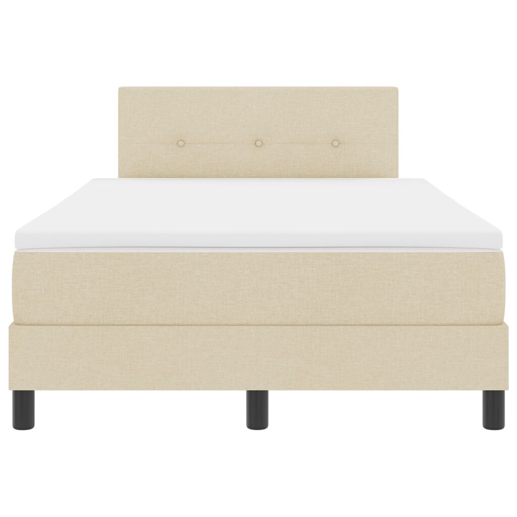 vidaXL Κρεβάτι Box Spring με Στρώμα & LED Κρεμ 120x190 εκ. Ύφασμα