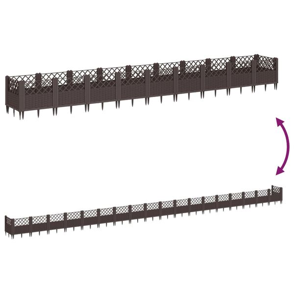 vidaXL Ζαρντινιέρα με Πασσάλους Καφέ 363,5x43,5x43,5εκ. Πολυπροπυλένιο