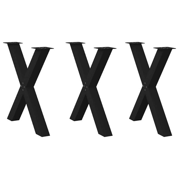 vidaXL Πόδια Τραπεζαρίας σε Σχήμα Χ 3 τεμ. Μαύρο 80x(72-73) εκ. Ατσάλι