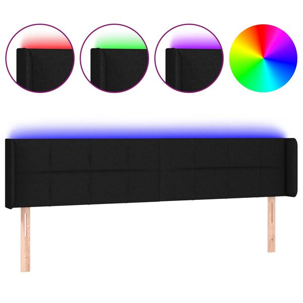 vidaXL Κεφαλάρι Κρεβατιού LED Μαύρο 163x16x78/88 εκ. Υφασμάτινο