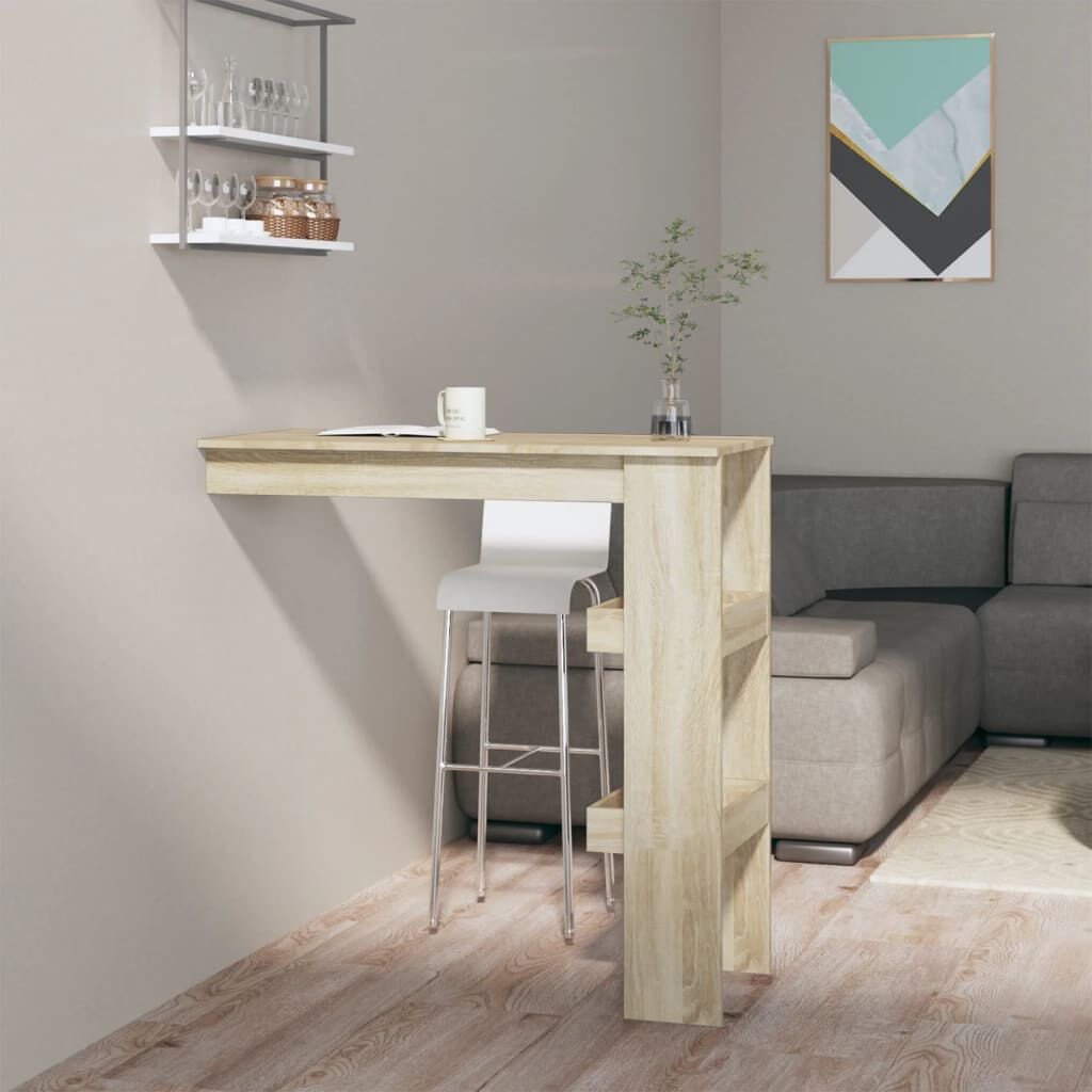 vidaXL Τραπέζι Μπαρ Τοίχου Sonoma Δρυς 102x45x103,5 εκ. Επεξεργ. Ξύλο