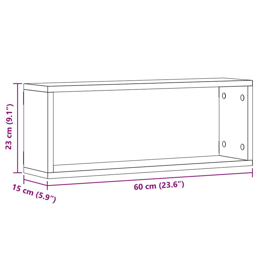 vidaXL Ράφια 6 τμχ Μαύρη Δρυς 60x15x23 εκ Κατασκευασμένο Ξύλο